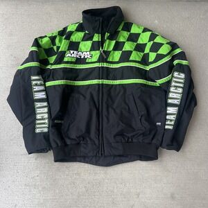 Vintage Articwear CAT Racing Jacket Men's Black Green Size L Team Logo Full Zip